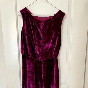Crushed Velvet Vintage Magenta Party Dress